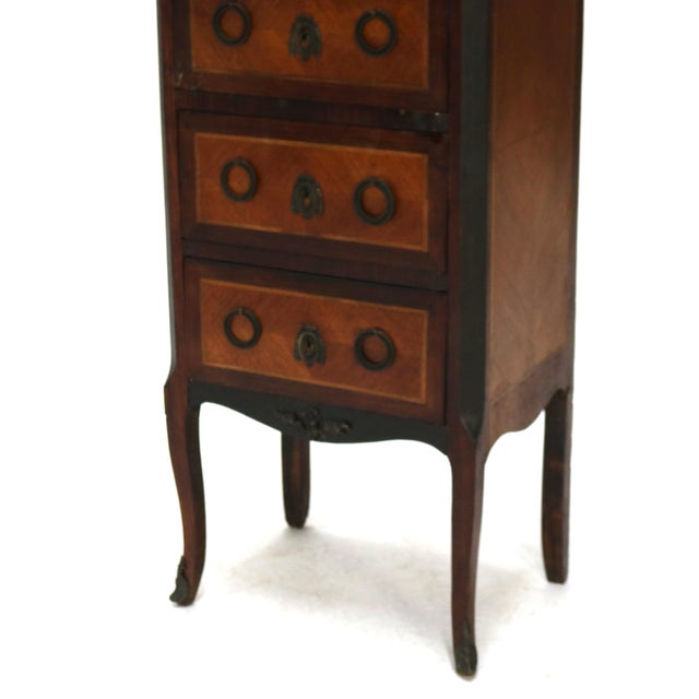 Early 20th Century Antique Satinwood, Rosewood & Ormolu Marble Top Lingerie Chest C1900 For Sale - Image 5 of 12