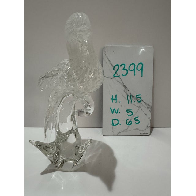 Transparent Vintage Venetian Glass Double Bird Sculpture Figurine 11.5 Inch For Sale - Image 8 of 8