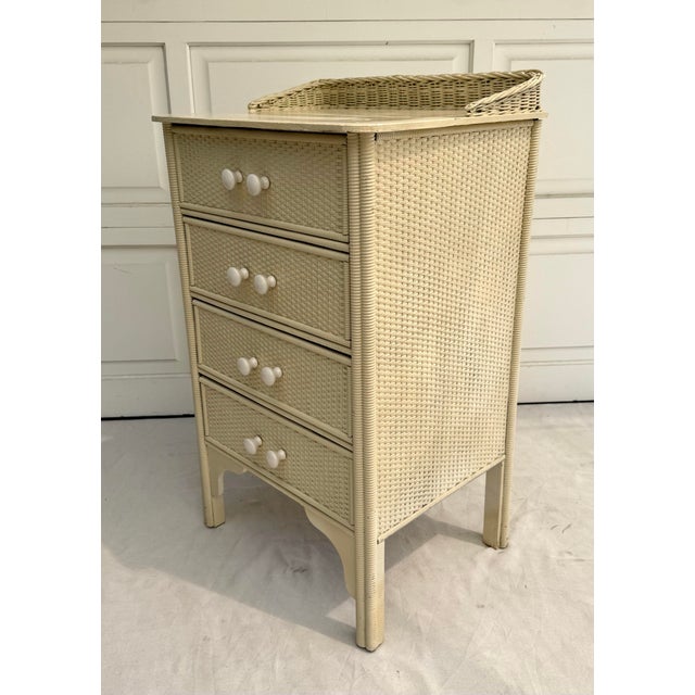 Farmhouse Cottagecore White Wicker Rattan Chest of Drawers For Sale - Image 11 of 12