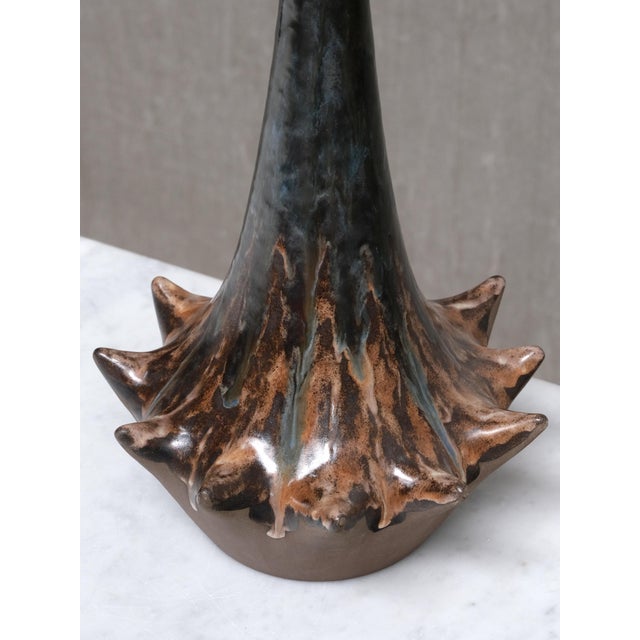 1960s Sculptural Glazed Ceramic Table Lamp from Niels Preben Larsen, Denmark, 1967 For Sale - Image 5 of 12