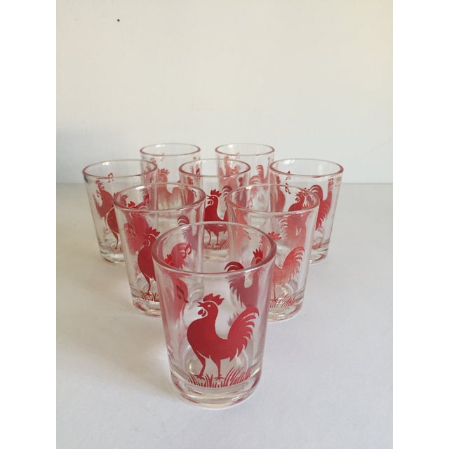 Vintage Red Rooster Shot Glasses Set of 8 Chairish
