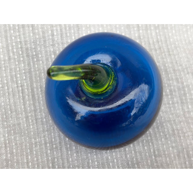 Mid 20th Century Vintage Blue Glass Tomato Paper Weight For Sale - Image 5 of 11