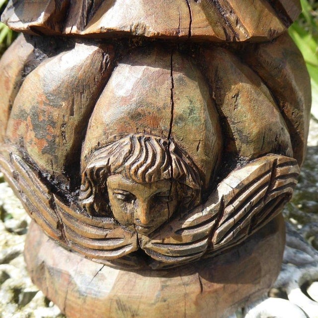 19th Century Antique Religious Carved Oak Saint Figure Statue, 1820 For Sale - Image 5 of 18