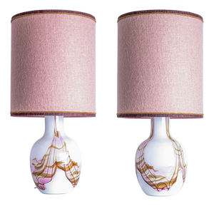 White and Pink Glass Table Lamp from Holmegaard, 1970