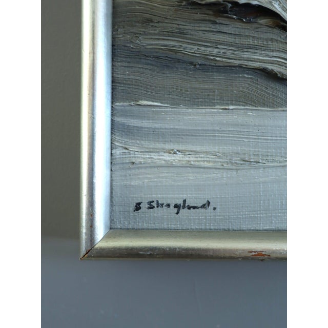 Gray 20th Century Modern 'Tidal Forms: A Study in Motion' Set of 3 Mini Abstract Oil Paintings, Framed For Sale - Image 8 of 12