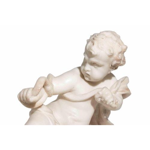 19th Century Carved Marble Figure of a Putto with Serpent For Sale - Image 3 of 11
