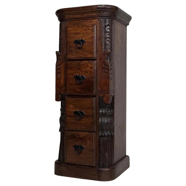 Antique Indian Carved Rosewood Chest of Drawers, 1900s For Sale - Image 14 of 14