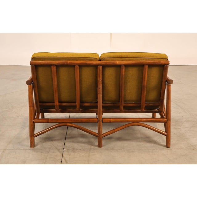 Vogue Coastal Vintage Rattan Bamboo Loveseat For Sale - Image 17 of 18