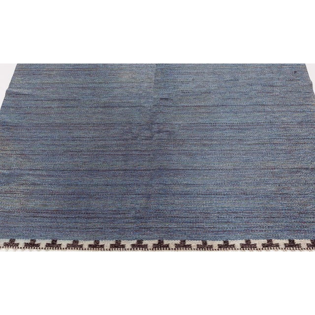 Mid 20th Century Doris Leslie Blau Vintage Swedish Beige Blue Gray Flat Woven Rug For Sale - Image 5 of 7