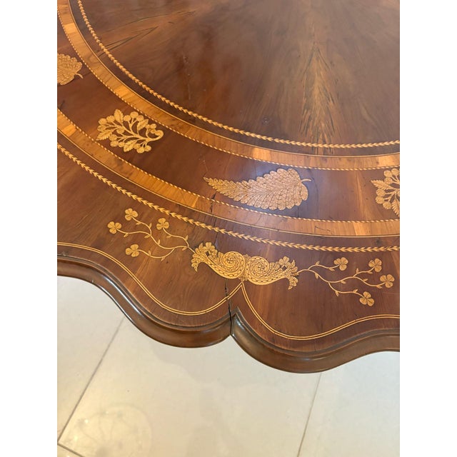 Large Antique Irish Killarney Marquetry Inlaid Yew Wood Centre Table attributed to the Egan Workshop, 1860 For Sale - Image 17 of 18