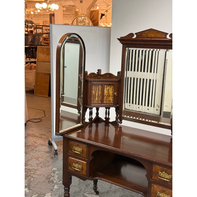 Victorian Style Walnut Dressing Table, Antique For Sale - Image 10 of 12
