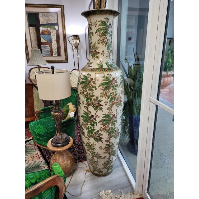Palace Size Famille Verte-Style Porcelain Floor Vase For Sale - Image 4 of 9
