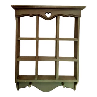 Vintage Wooden Curio Wall Shelf For Sale