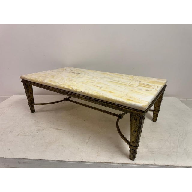 Mid-Century Modern French Gilded Iron and Onyx Coffee Table, 1960s For Sale - Image 14 of 18