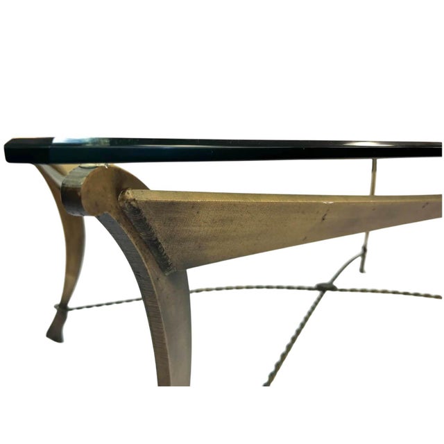 Mid 20th Century Vintage Brutalist Forged Iron and Glass Coffee Table For Sale - Image 5 of 9