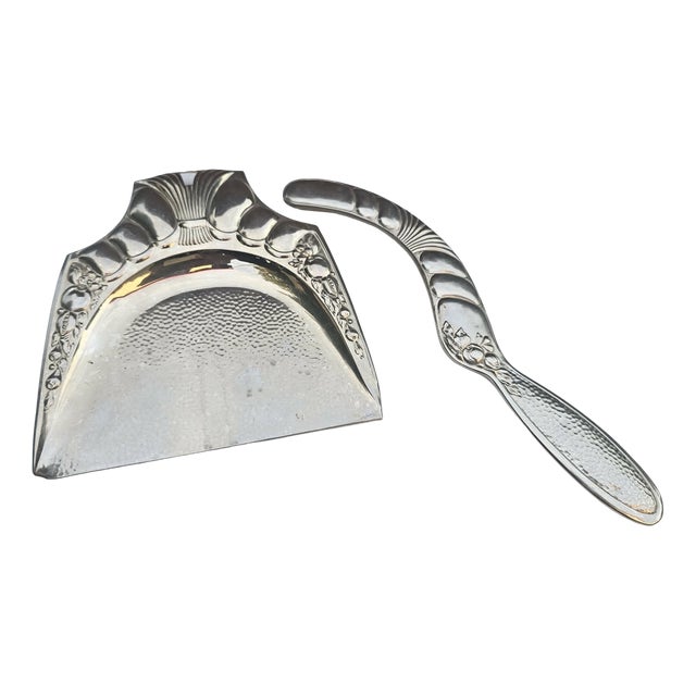 Art Deco Plated Brush and Spatula, 1920s, Set of 2 For Sale