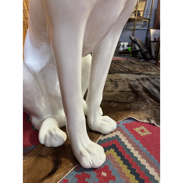 Vintage Italian Midcentury Style Life-Size Ceramic Greyhound Dog For Sale - Image 10 of 12