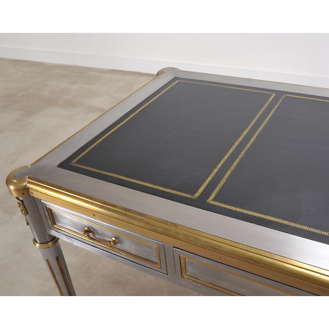 John Vesey John Vesey Steel Bronze Neoclassical Library Table or Desk For Sale - Image 4 of 16