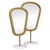 Contemporary Matthew Izzo Home Large Micah Aged Gold Table Top Mirror on White Marble Base For Sale - Image 3 of 5