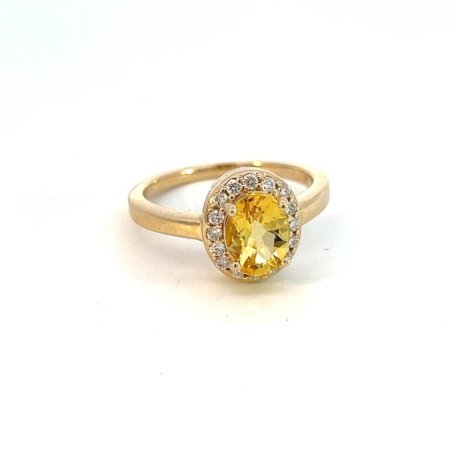 Natural Citrine Diamond Ring 6.5 14k Yellow Gold 1.74 TCW Certified For Sale - Image 4 of 14