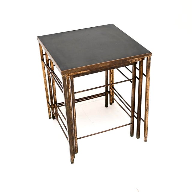 Vintage Brass Nesting Tables, 1960, Set of 3 For Sale - Image 4 of 11