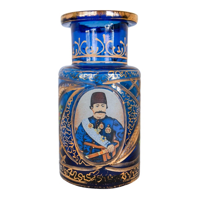 Vintage 1920s Blue Vase For Sale