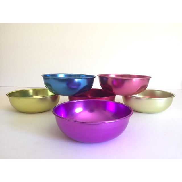Vintage Mid Century Modern Anodized Spun Aluminum Multicolor Snack