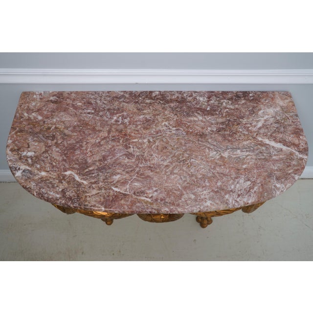 French Pair of French Louis XV Style Marble Top Wall Console Tables For Sale - Image 3 of 14