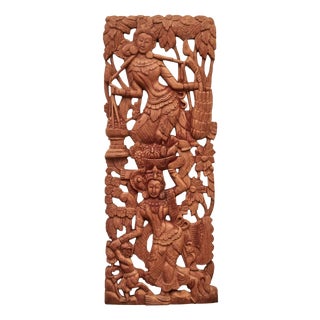 Vintage Carved Wooden Panel, Bali For Sale