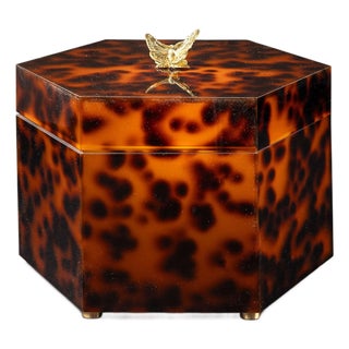 Venetian Tortoise Hex Box with Butterfly For Sale