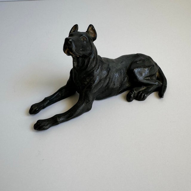 Black Vintage Great Dane Statue Bronze Tone Metal Cast Iron Dog Figurine For Sale - Image 8 of 10