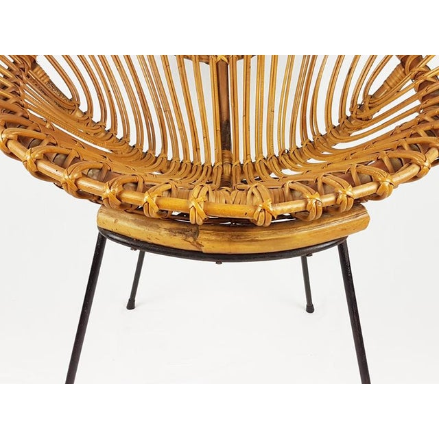 Mid-Century Italian Rattan and Black Metal Chair, 1950s For Sale - Image 6 of 14
