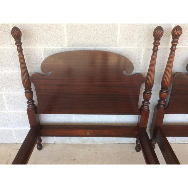 Huntley Furniture Mahogany Single Pineapple Poster Beds A Pair Chairish