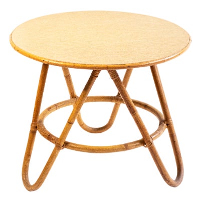 Vintage Side Table in Bamboo and Rattan For Sale