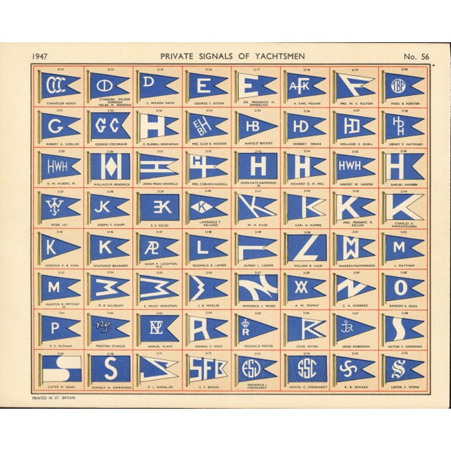 1930s Original Lloyd's Register of Yachts "Private Signals of Yachtsmen" Reference Pages – Set of 4 – Year 1937 Group C For Sale - Image 5 of 5