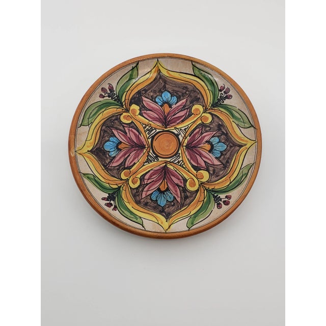 1980s 1980s Italian Hand-Painted Decorative Plate Signed Ceramica Ericina Rustic Decor For Sale - Image 5 of 5