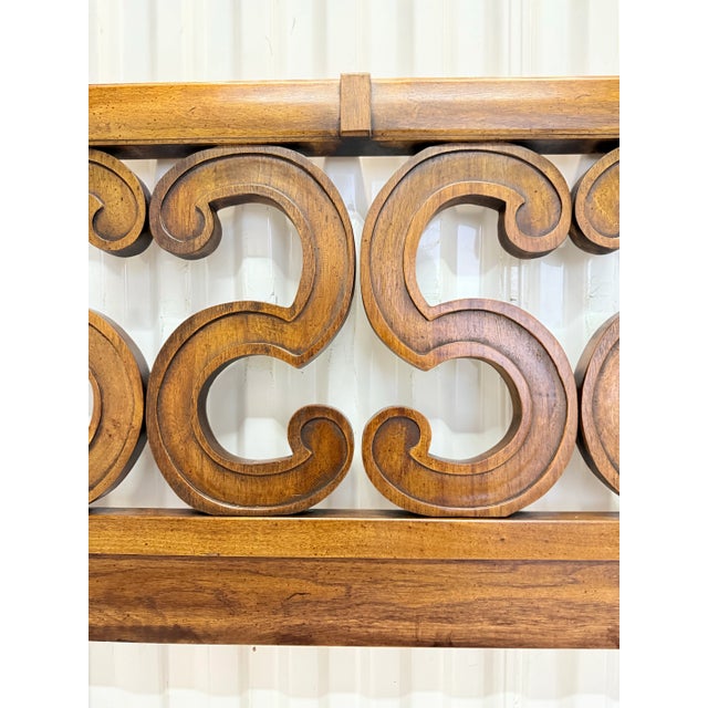 Tan Mid-Century Palm Beach Regency Serpentine King Size Headboard For Sale - Image 8 of 11