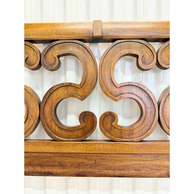 Tan Vintage Mid-Century Regency Serpentine King Size Headboard For Sale - Image 8 of 11