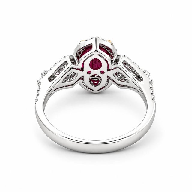 Gorgeous 18k White Gold 1.61ct No Heat Ruby Diamond Ring, Size 6.5 For Sale In New York - Image 6 of 6