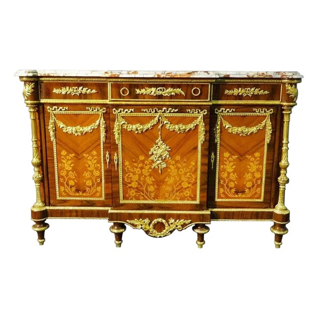 Ormolu Mahogany & Marquetry Commode After Martin Carlin For Sale