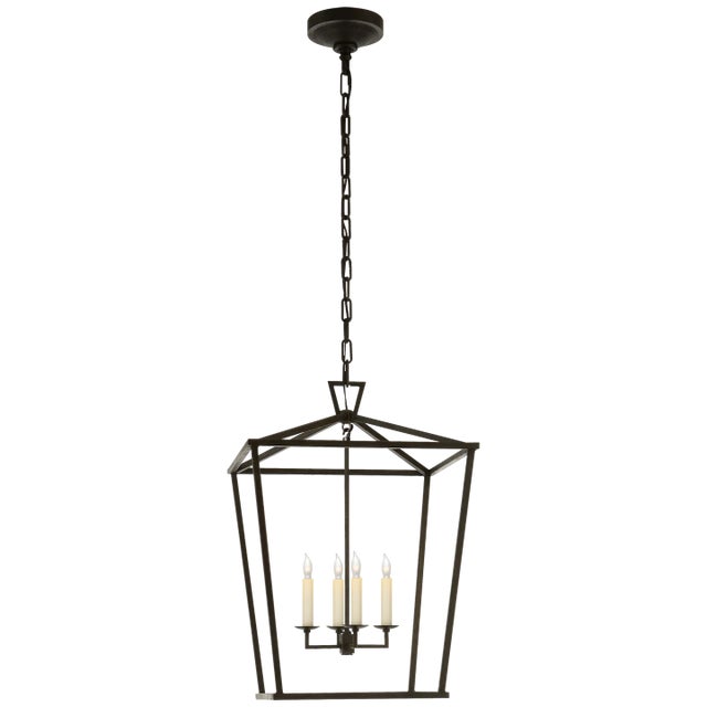 Chapman & Myers for Visual Comfort Signature Darlana Medium Lantern in Aged Iron For Sale
