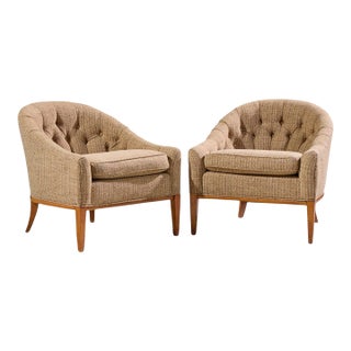 Erwin Lambeth Style Mid Century Walnut Lounge Chairs - Pair For Sale