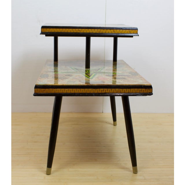 Mid-Century Modern Vintage Agate With Chartreuse Stone Stars Two-Tiered Stepped End Table For Sale - Image 3 of 5