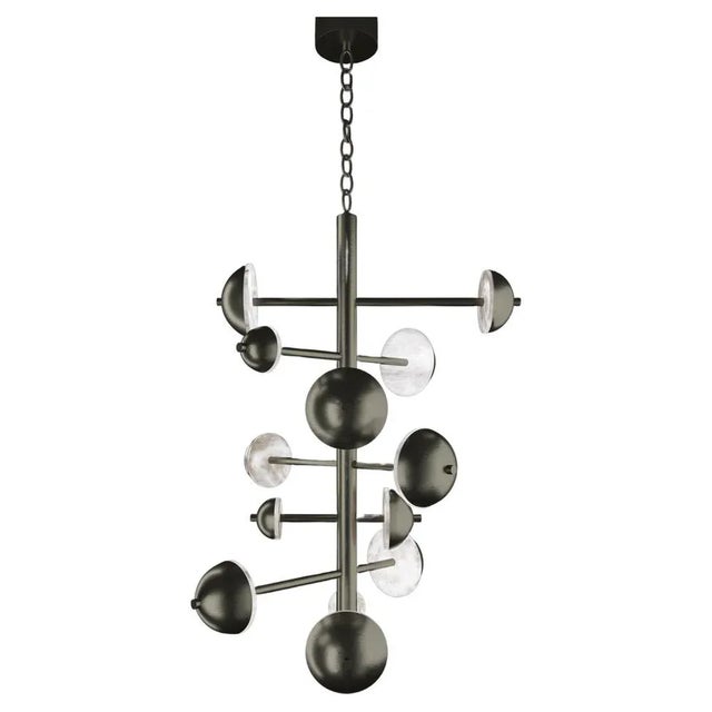 Contemporary Ares Brushed Black Metal Chandelier by Alabastro Italiano For Sale - Image 3 of 3