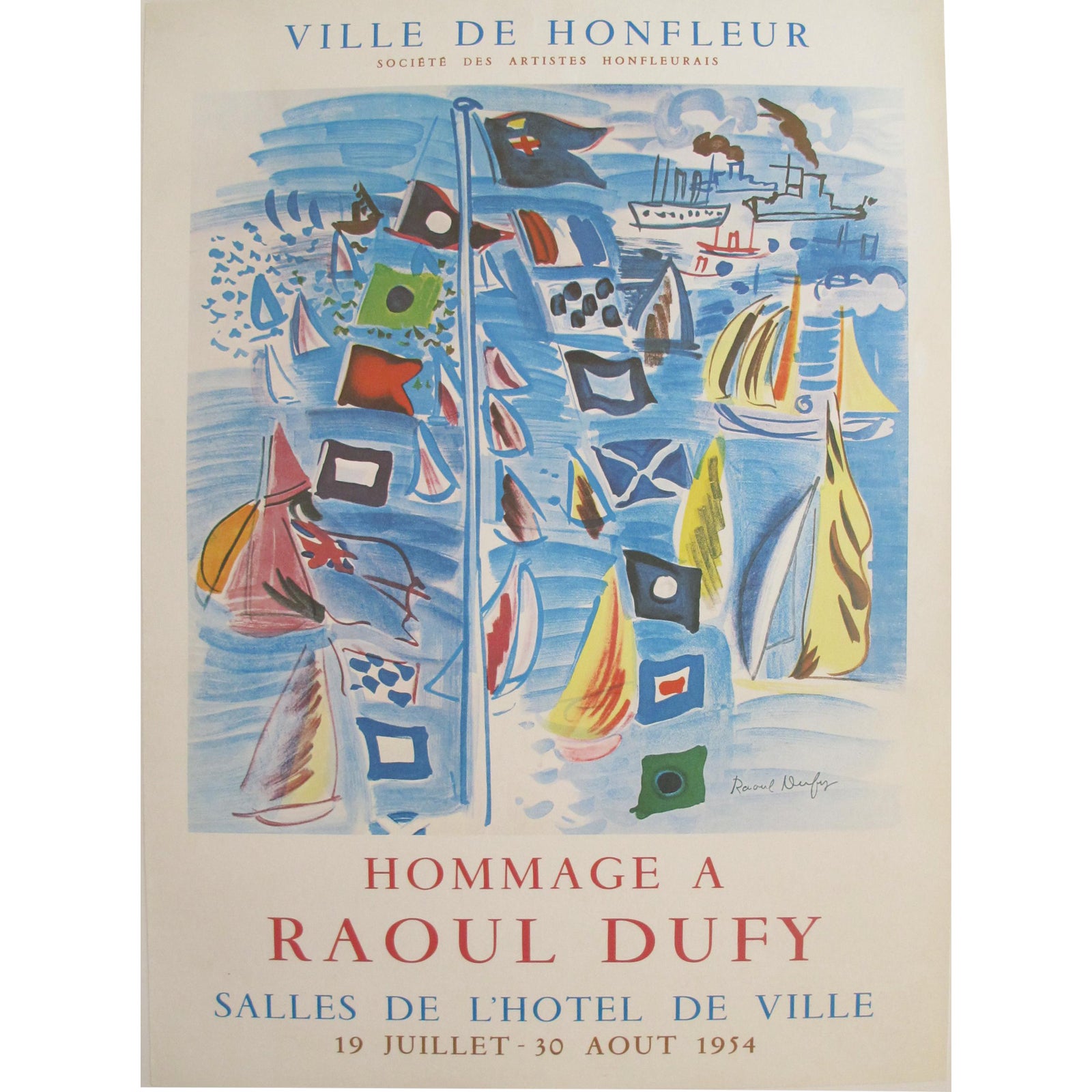 1954 Original Vintage French Exhibition Poster, Minimalist Poster