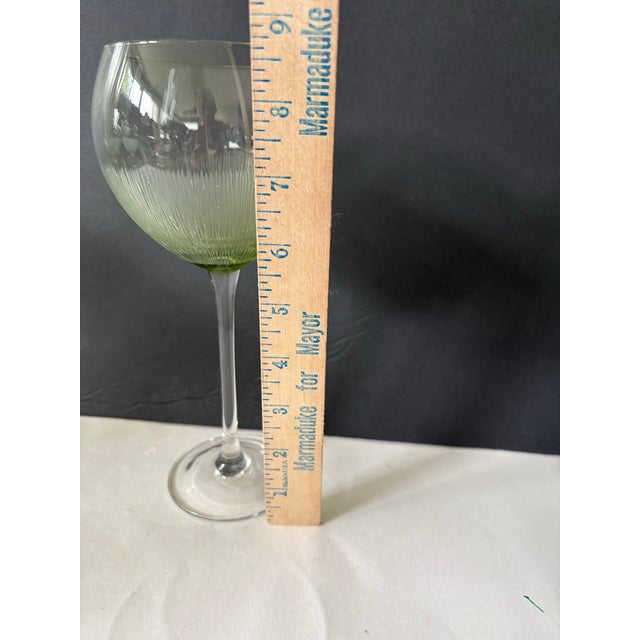 Olive Vintage Lenox Olive Green Ombré Optic Ribbed Balloon Bowl Wine Goblets -- Set of 5 For Sale - Image 8 of 10