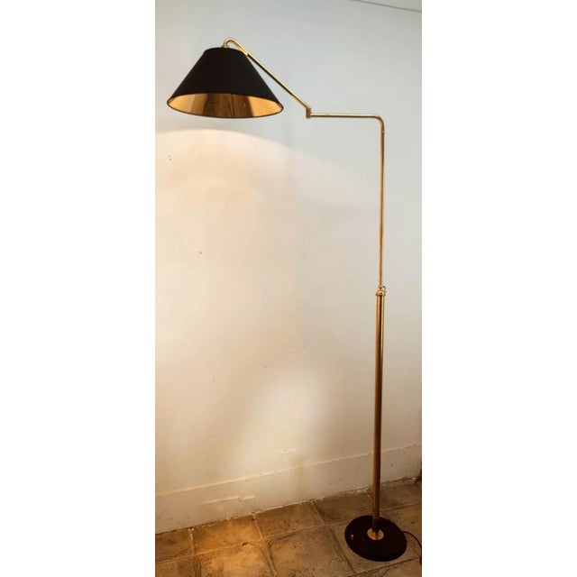 Height-Adjustable and Extendable Floor Lamp with Gold Lampshade For Sale - Image 16 of 18
