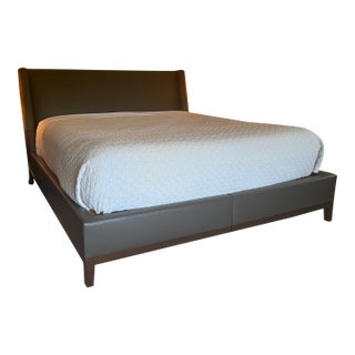Wing Leather Brown California King Bed For Sale