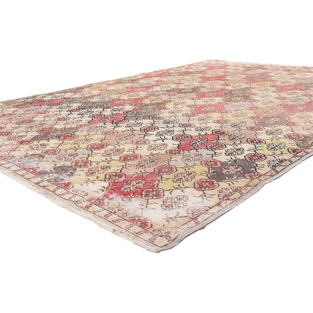 54078 Zeki Muren Vintage Turkish Sivas Rug, 06'10 x 09'11. The Sultan’s Reverie: A Zeki Müren Sivas Masterpiece of Courtly...