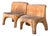 Vintage Carved Wood Low Stools - Pair For Sale